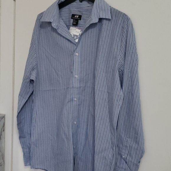 Blue navy button-up long-sleeve shirt h&m sprite - Picture 2 of 2